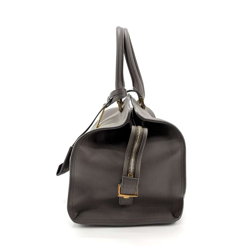 Saint Laurent Y Line Cabas Chic Medium Gray Gold Hardware Gold Leather Good - Model View