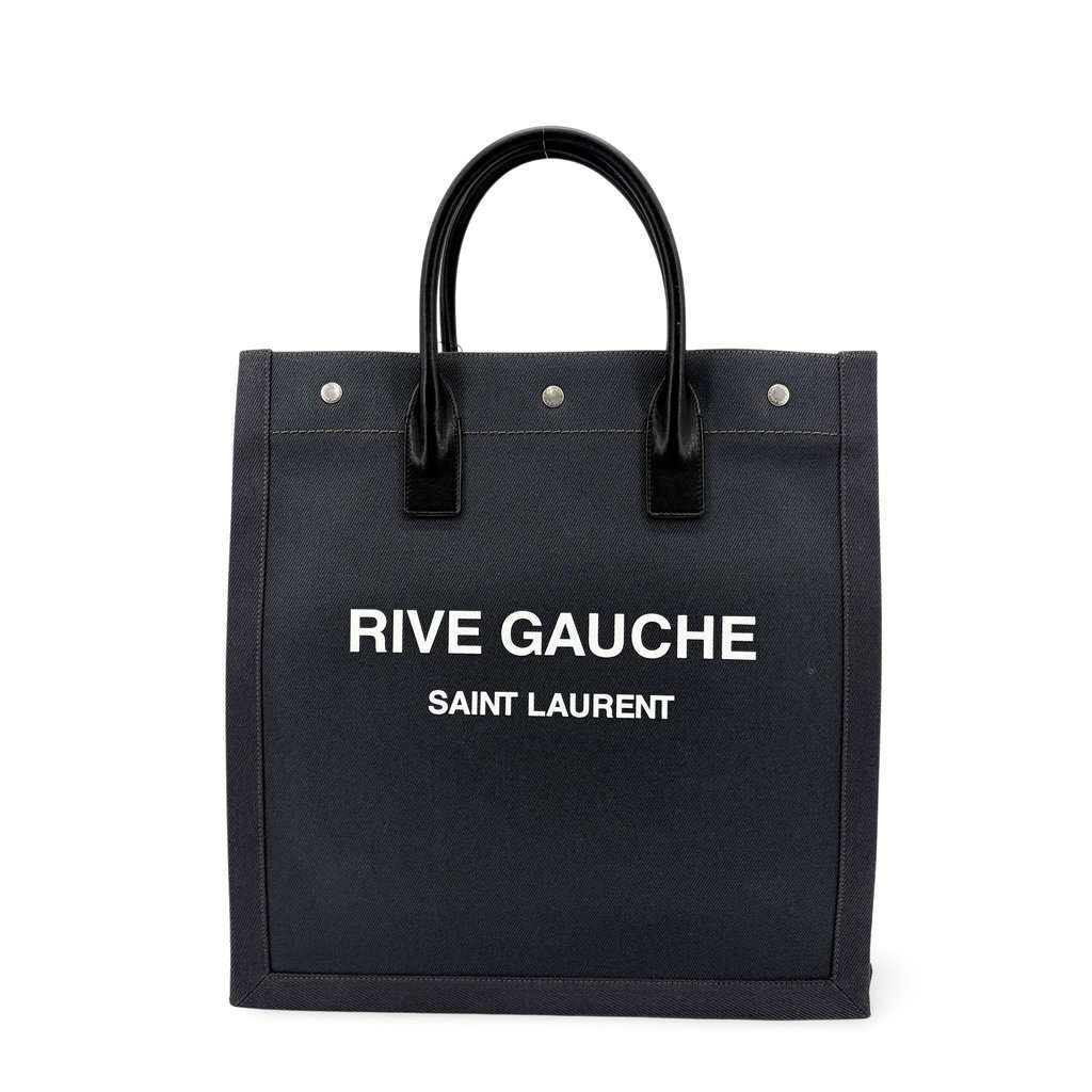 Saint Laurent Rive Gauche North/South Tote Bag Black Canvas Black Canvas Very good - Front View
