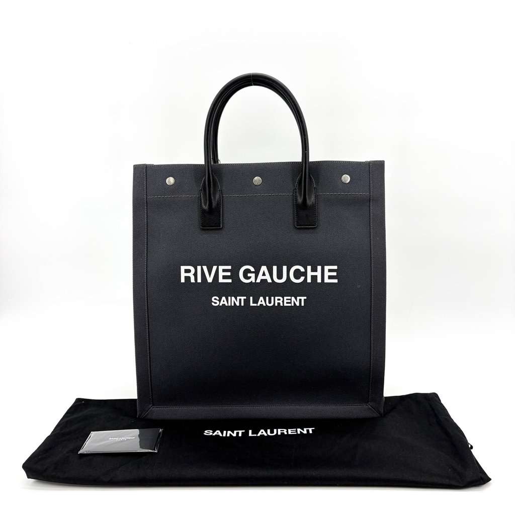 Saint Laurent Rive Gauche North/South Tote Bag Black Canvas Black Canvas Very good - Back View