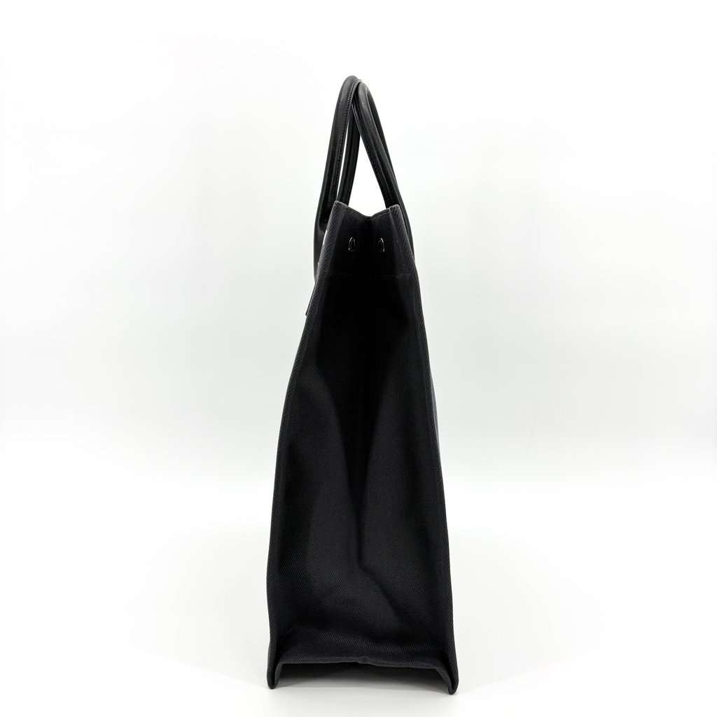 Saint Laurent Rive Gauche North/South Tote Bag Black Canvas Black Canvas Very good - Model View