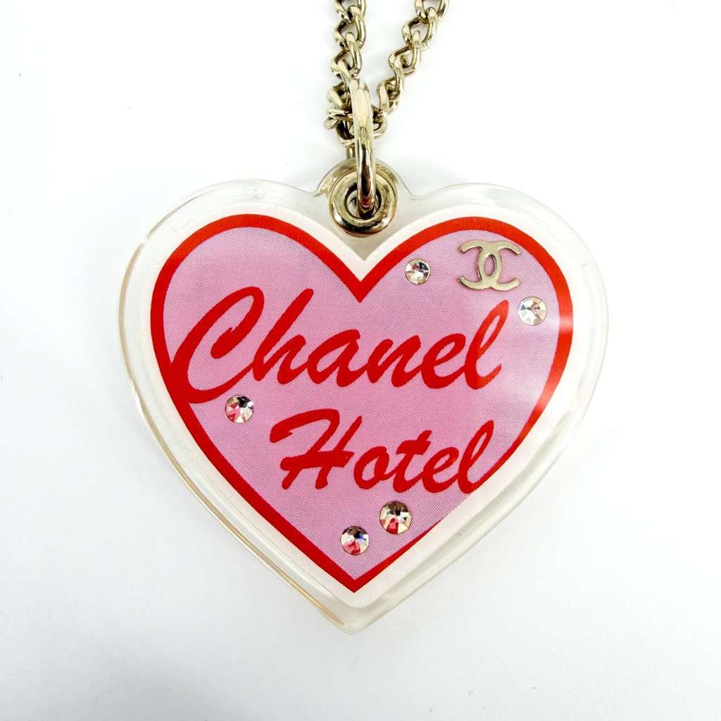 Chanel 23C Chanel Hotel Heart Rainbow Charm Necklace Gold Gold Gold Good - Inside View