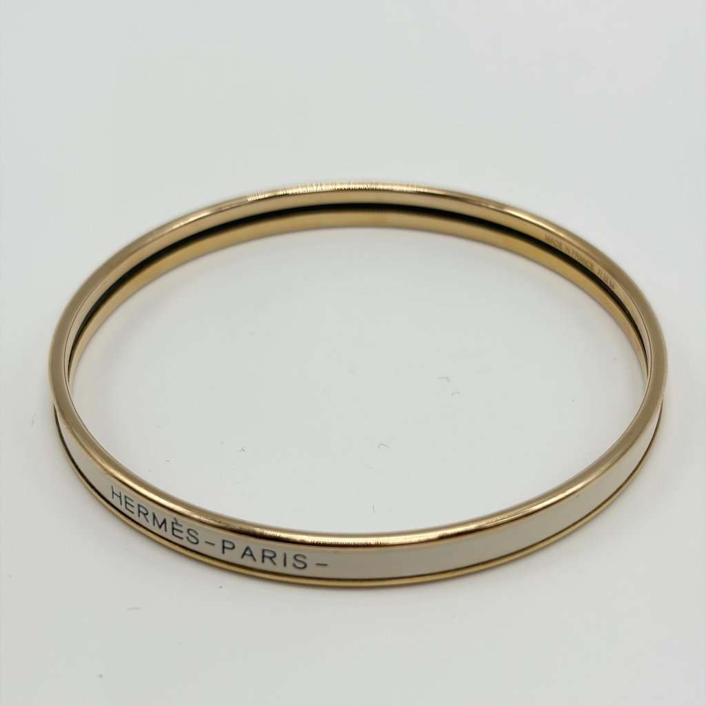 Hermès Narrow Enamel Bangle Ivory Gold Hardware Gold Gold Good - Inside View