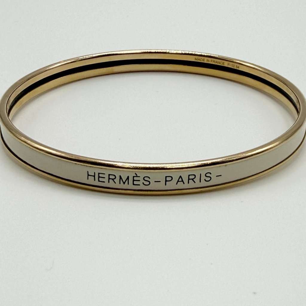 Hermès Narrow Enamel Bangle Ivory Gold Hardware Gold Gold Good - Model View