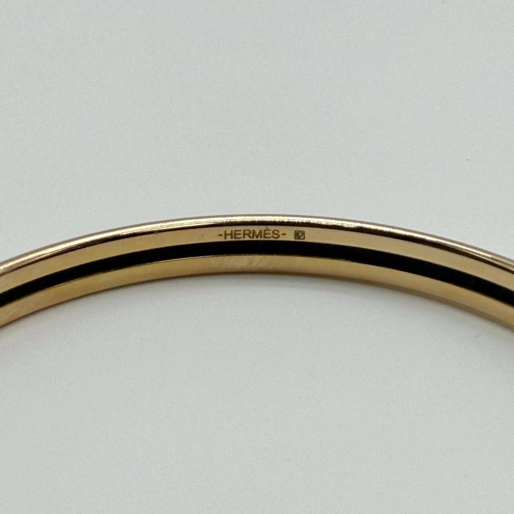 Hermès Narrow Enamel Bangle Ivory Gold Hardware Gold Gold Good - Box View