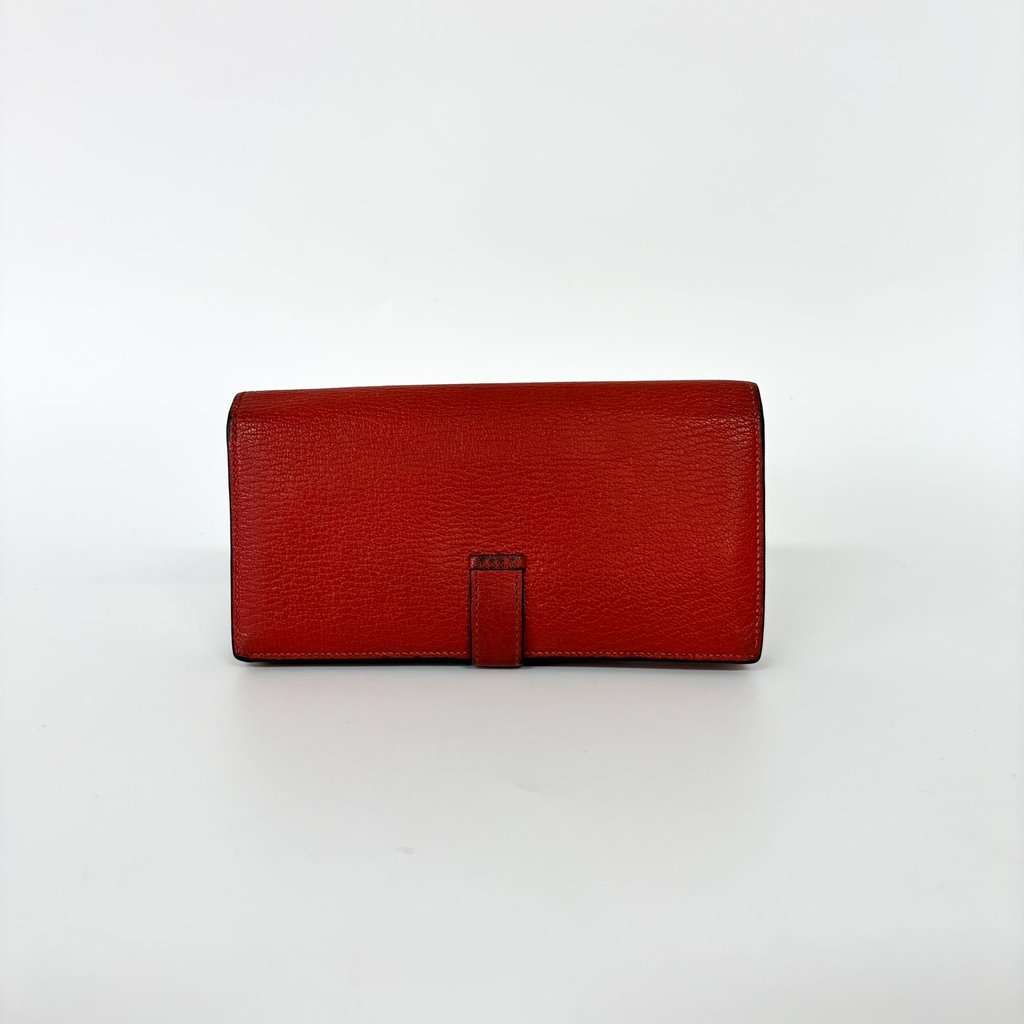 Hermès Beane Soufflé Wallet Rouge Kazak Gold Hardware A Engraving Gold Leather Fair - Inside View