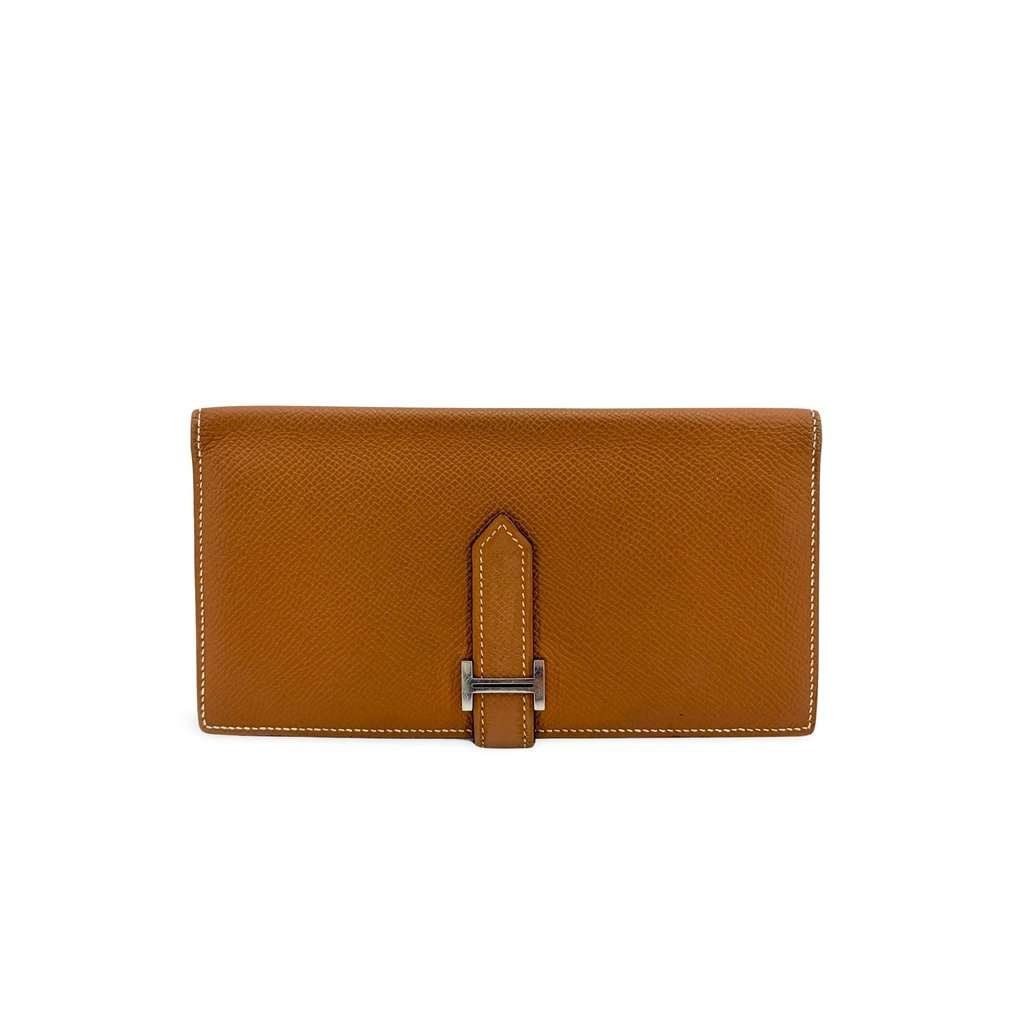 Hermès Beane Soufflé Wallet Gold Epsom Silver Hardware MultiColor Leather Good - Front View