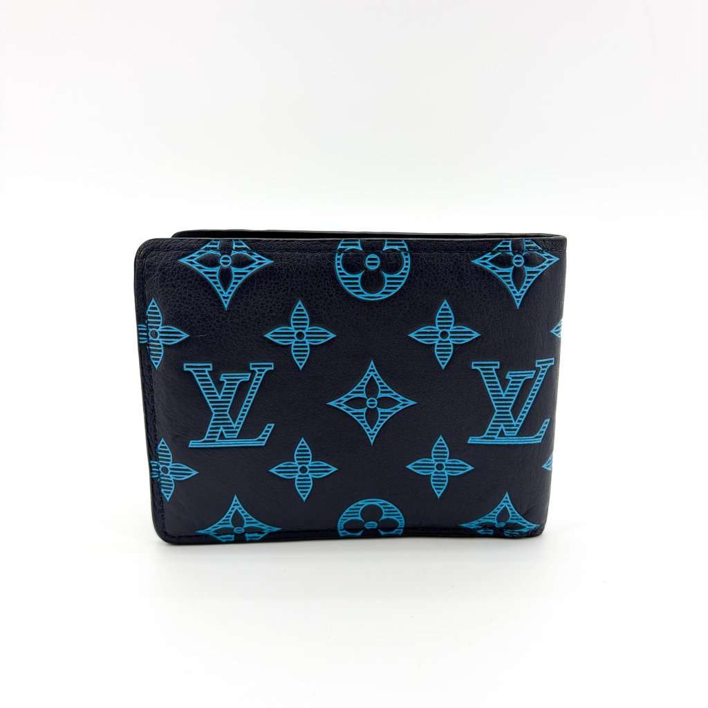 Louis Vuitton Multiple Wallet Navy Blue Monogram Shadow Blue Leather Very good - Inside View