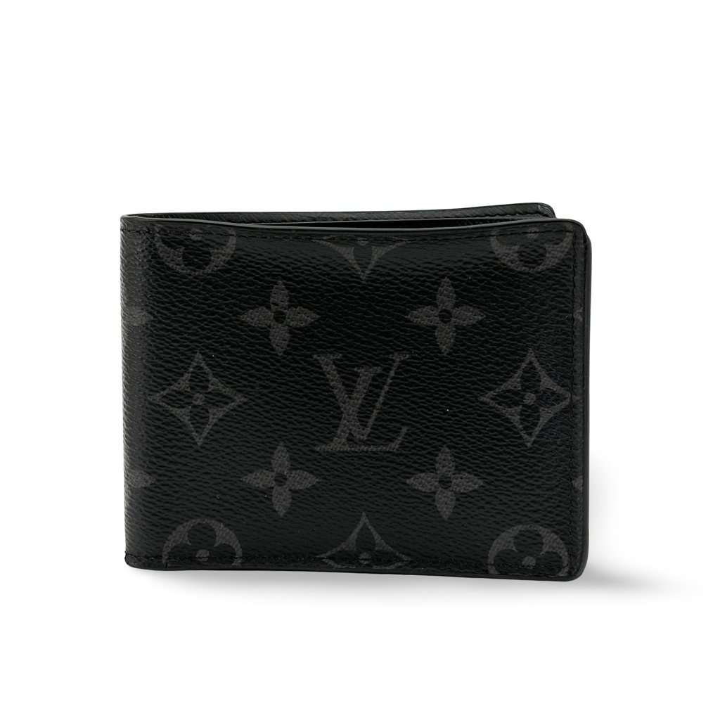 Louis Vuitton Monogram Eclipse Multiple Wallet Black Canvas Good - Front View