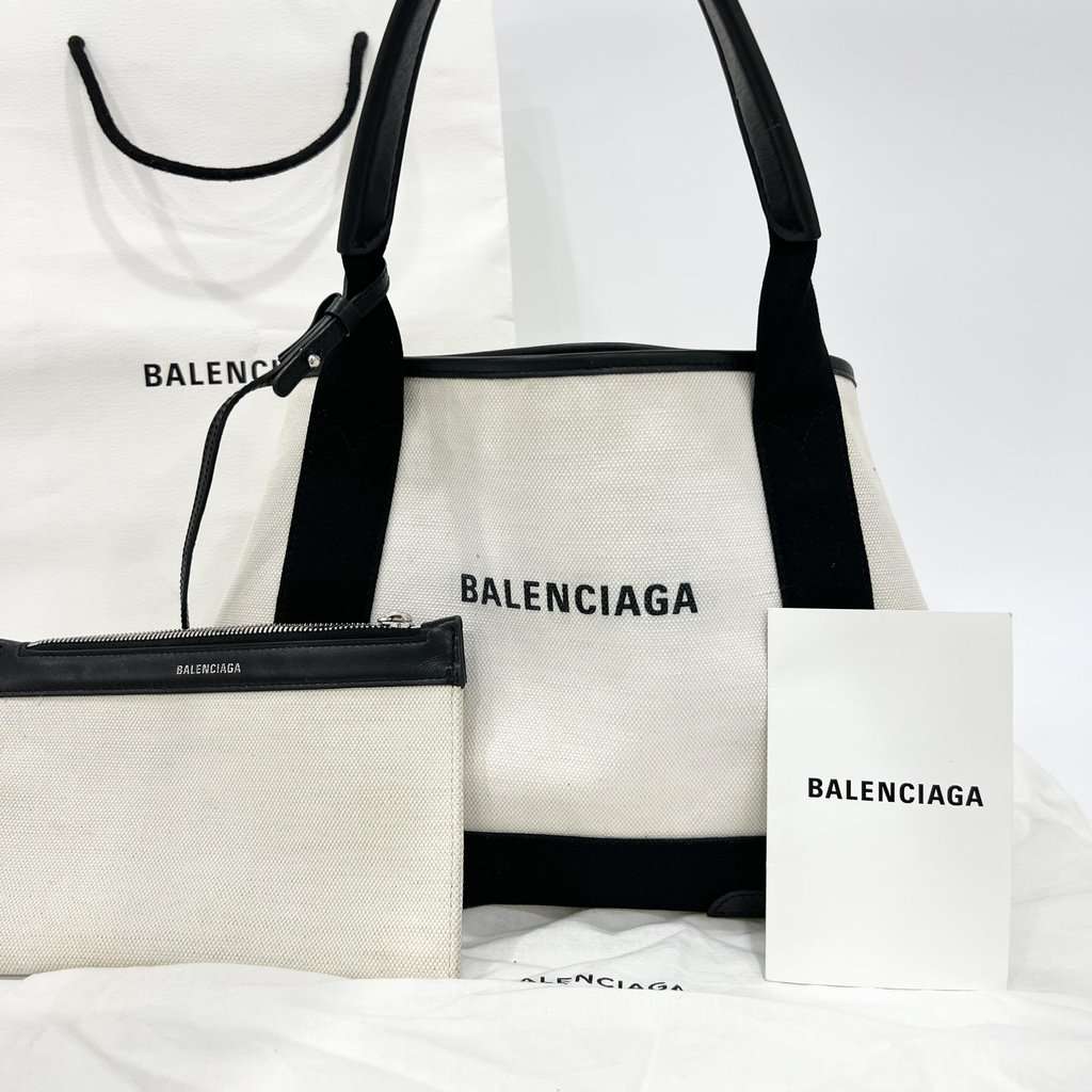 Balenciaga Cabas tote bag White Canvas Good - Back View