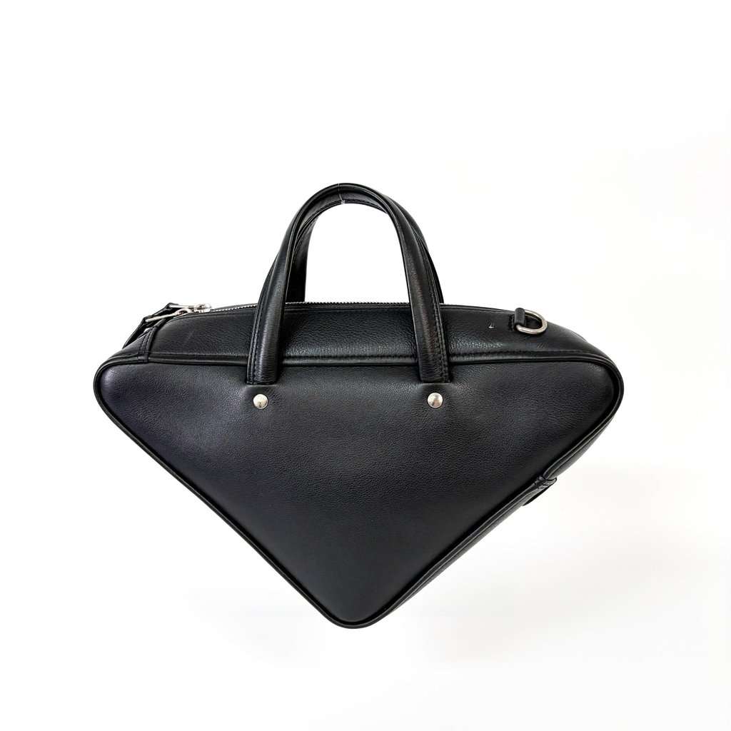 Balenciaga Logo Triangle Small Duffle Bag Black Black Leather Good - Inside View
