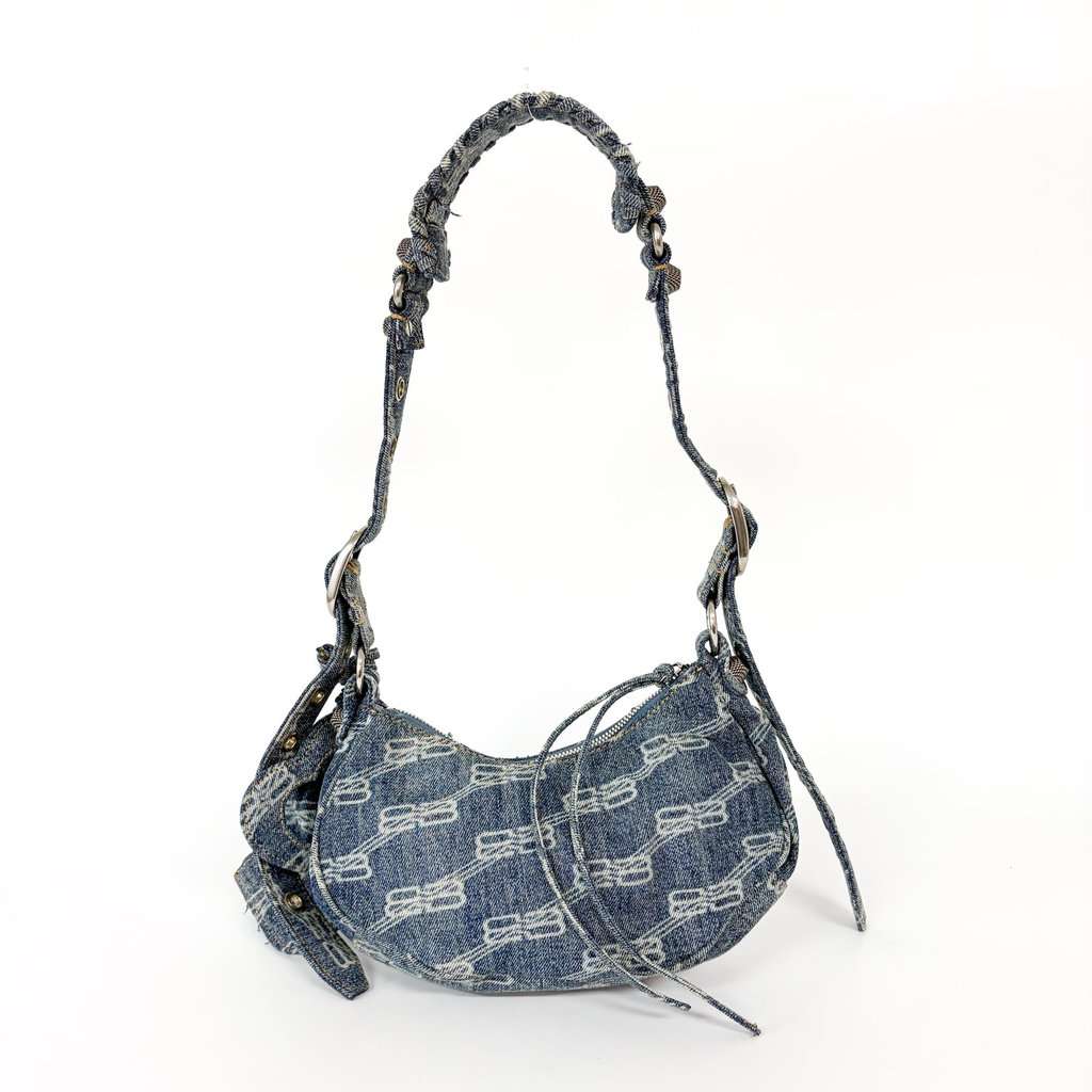 Balenciaga Le Cagol XS Shoulder Bag Blue Denim Monogram MultiColor Denim Good - Inside View