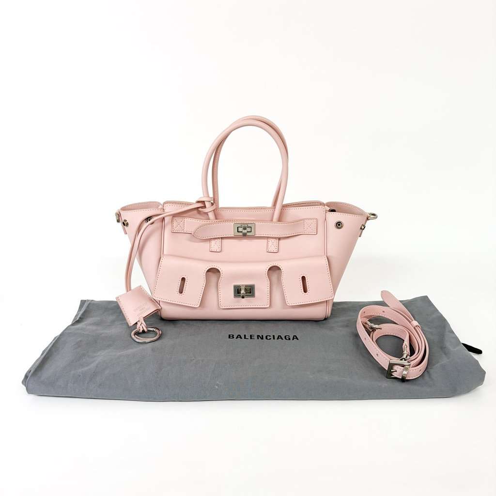 Balenciaga Papier A4 Side Zip Pocket Tote Bag Pink MultiColor Leather Very good - Back View