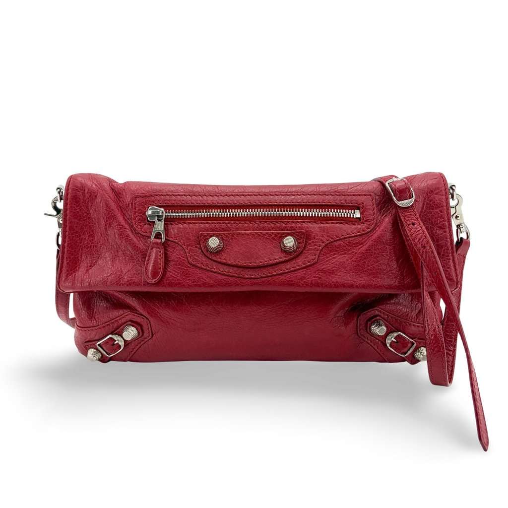 Balenciaga Giant 12 Gold Hip Bag Red Red Leather Good - Front View