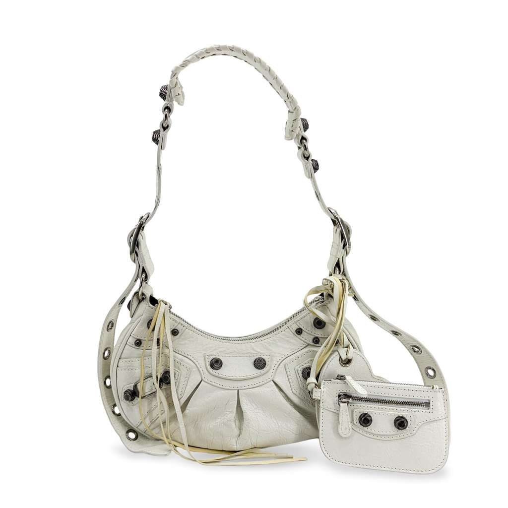 Balenciaga Le Cagol XS Shoulder Bag White White Leather Good - Front View