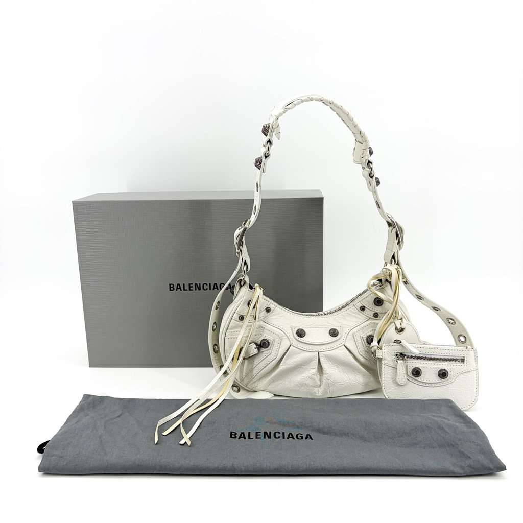 Balenciaga Le Cagol XS Shoulder Bag White White Leather Good - Back View