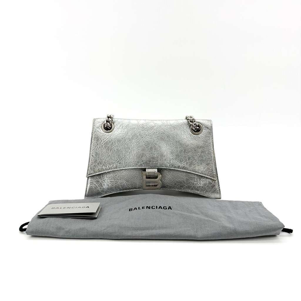 Balenciaga Small Crush Slingback with Charm Silver Silver Leather Good - Back View