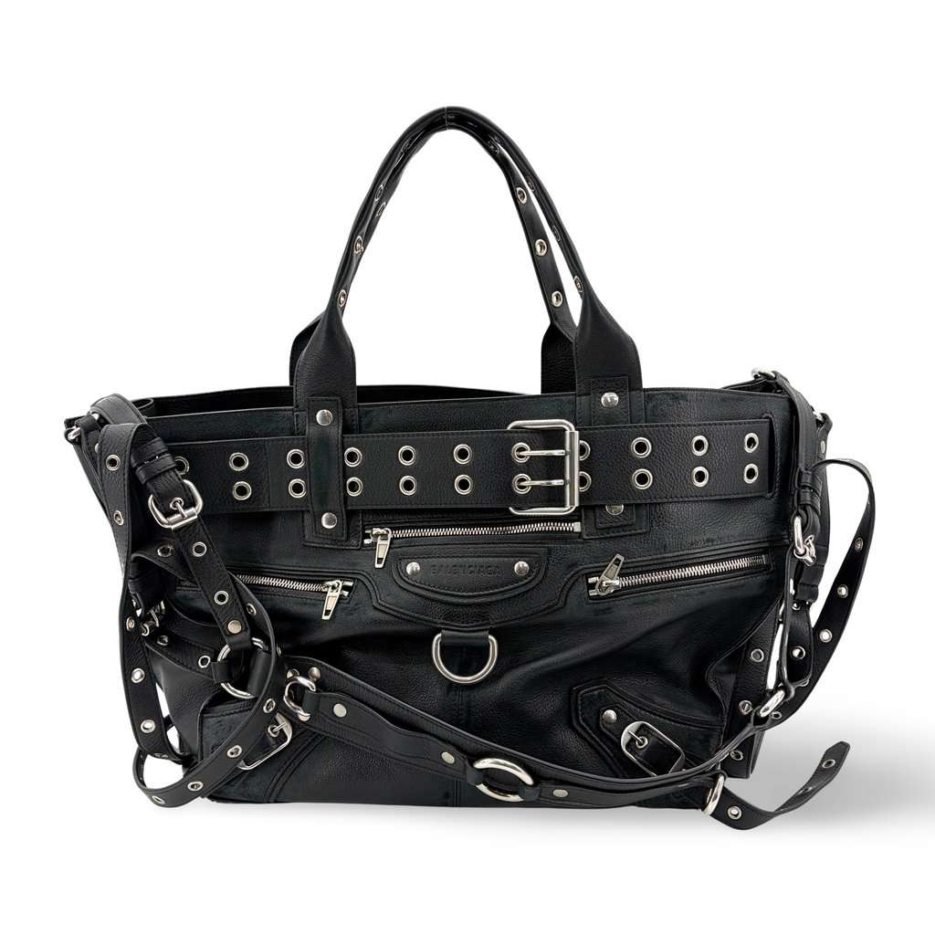 Balenciaga EMO Large Tote Bag Black Black Leather Very good - Front View