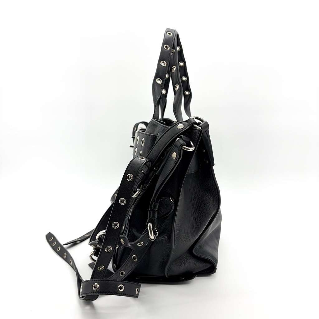 Balenciaga EMO Large Tote Bag Black Black Leather Very good - Model View