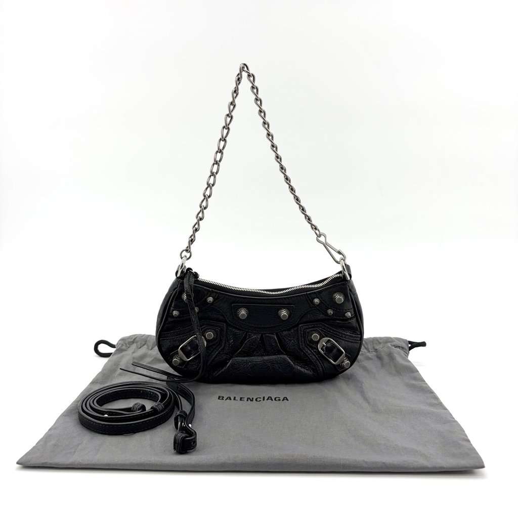 Balenciaga Le Cagol Mini Chain Shoulder Bag Black Black Leather Very good - Back View