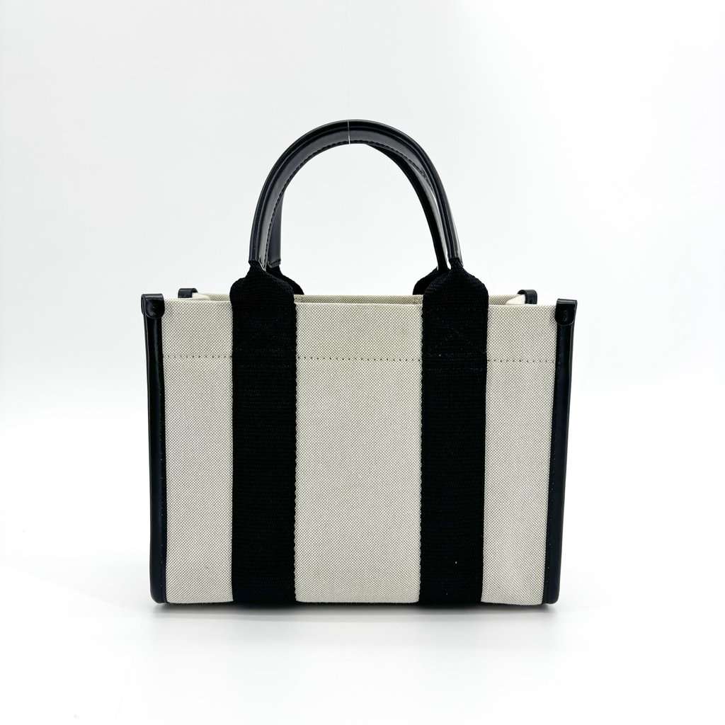 Balenciaga Hardware XS Canvas Tote Bag Natural Black Beige Canvas Good - Back View