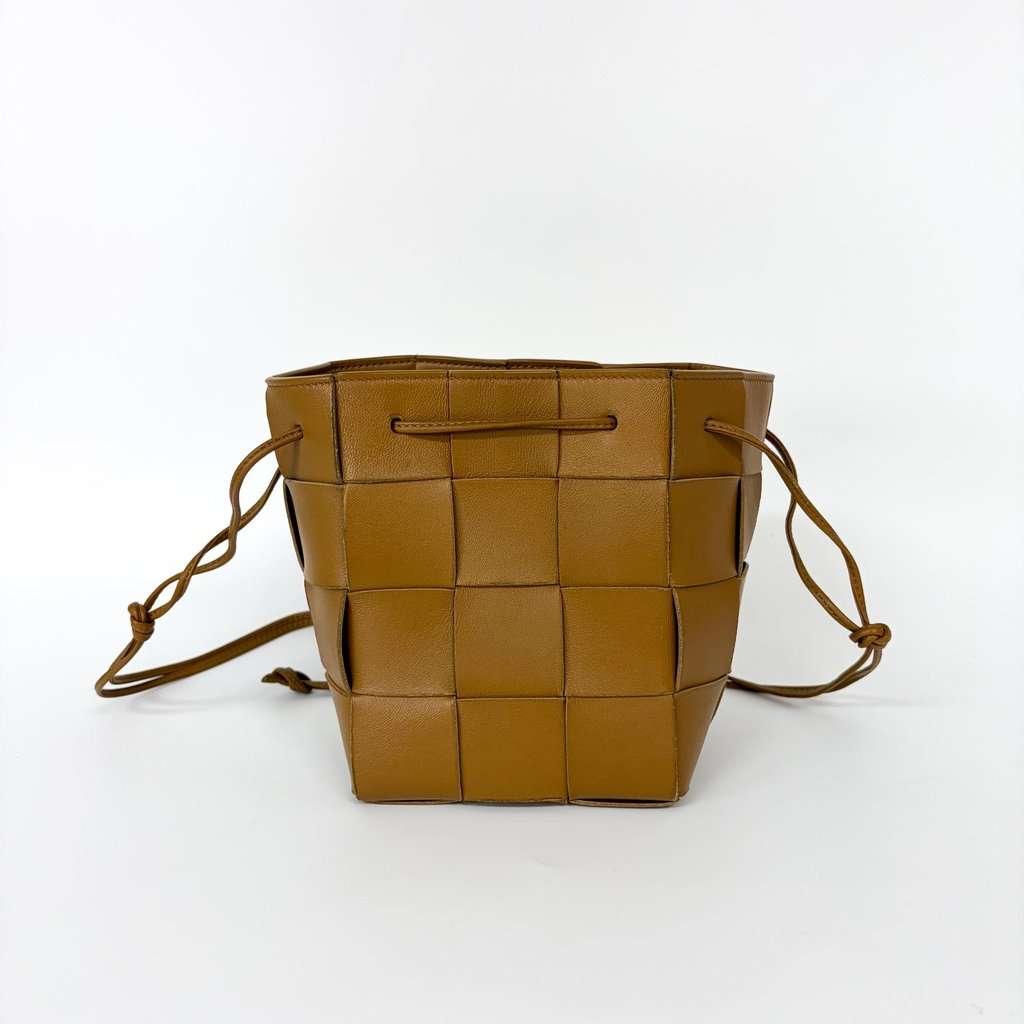 Bottega Veneta Small Cassette Bucket Bag Camel Brown Leather Good - Inside View