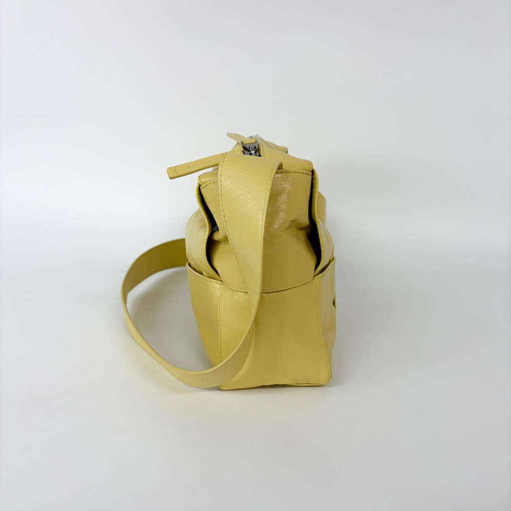 Bottega Veneta Cassette Arco Camera Bag Medium Butter Yellow Leather Good - Model View