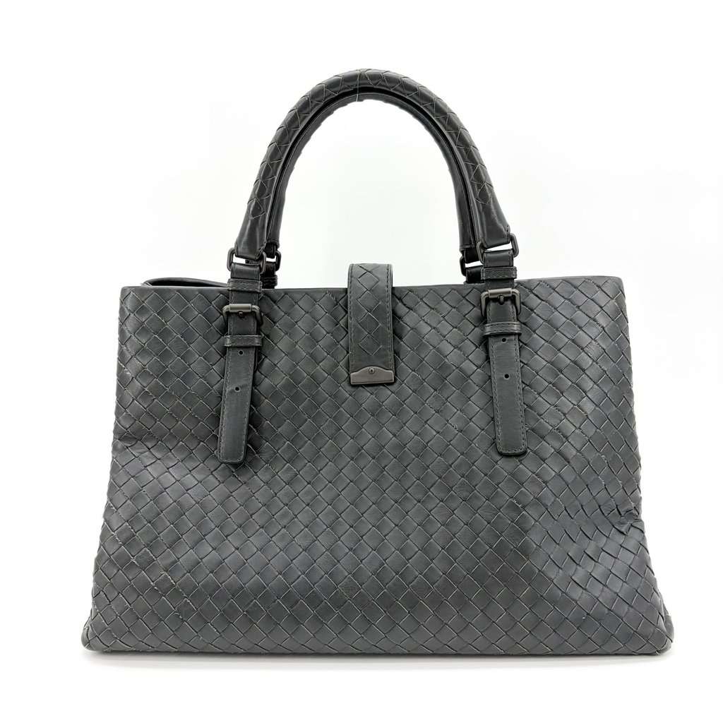 Bottega Veneta Intrecciato Roma Bag Medium Dark Gray MultiColor Leather Good - Inside View