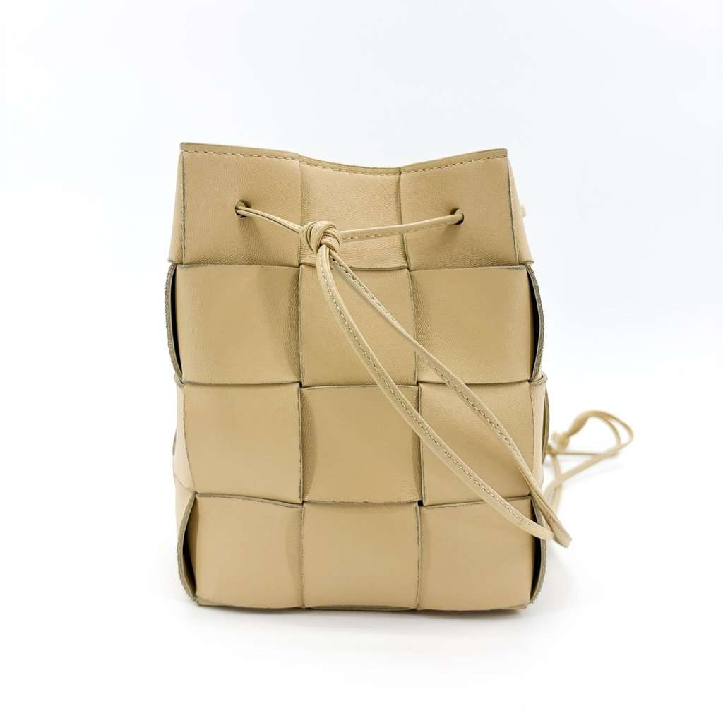 Bottega Veneta Small Cassette Bucket Bag Almond Beige Leather Very good - Box View