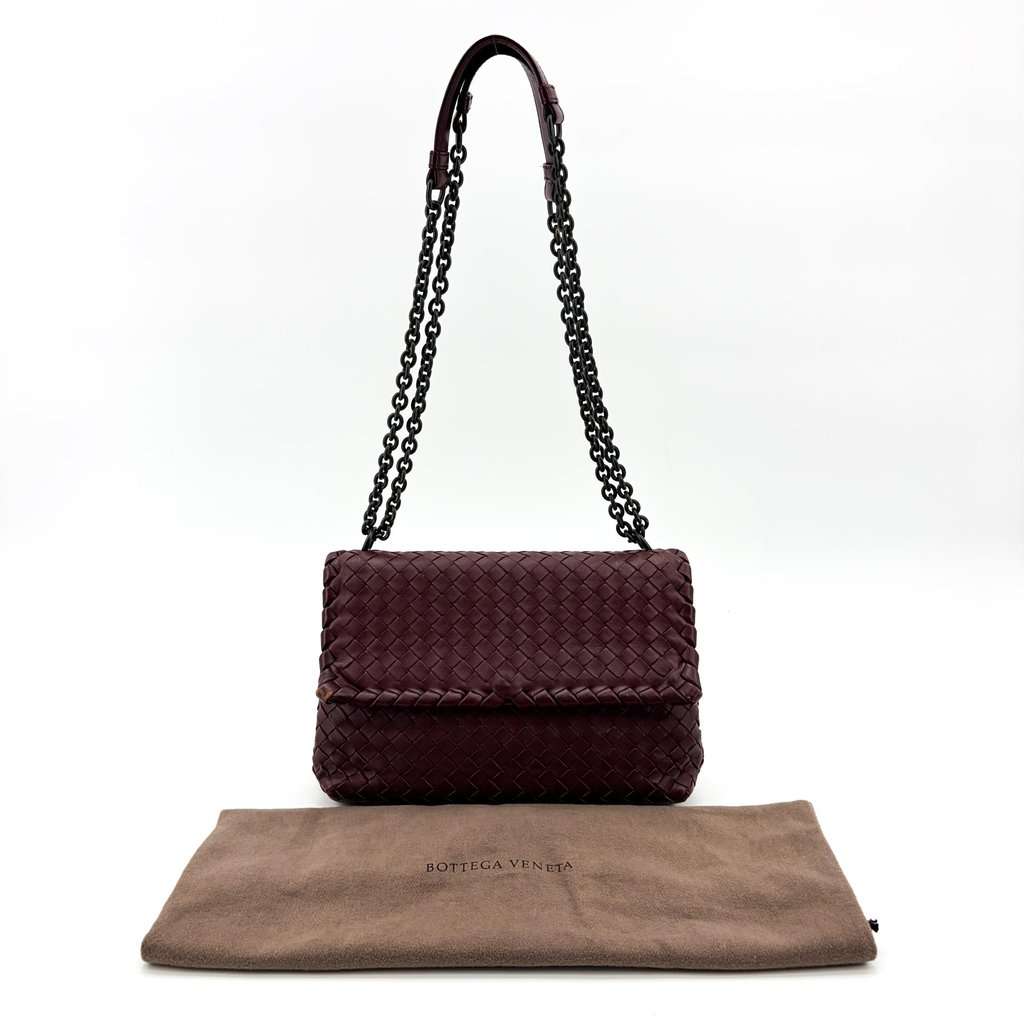 Bottega Veneta Intrecciato Medium Olympia Bag Burgundy Burgundy Leather Good - Back View