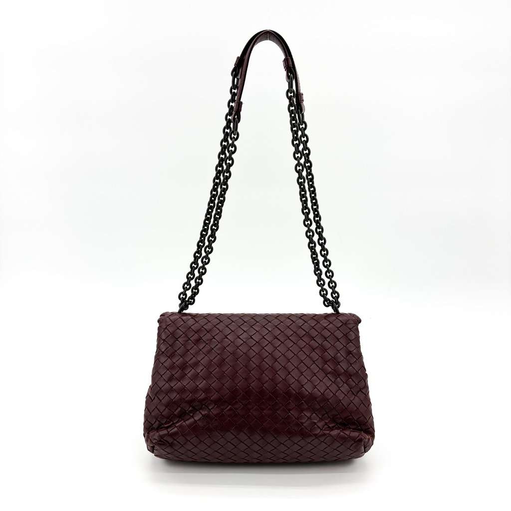 Bottega Veneta Intrecciato Medium Olympia Bag Burgundy Burgundy Leather Good - Inside View