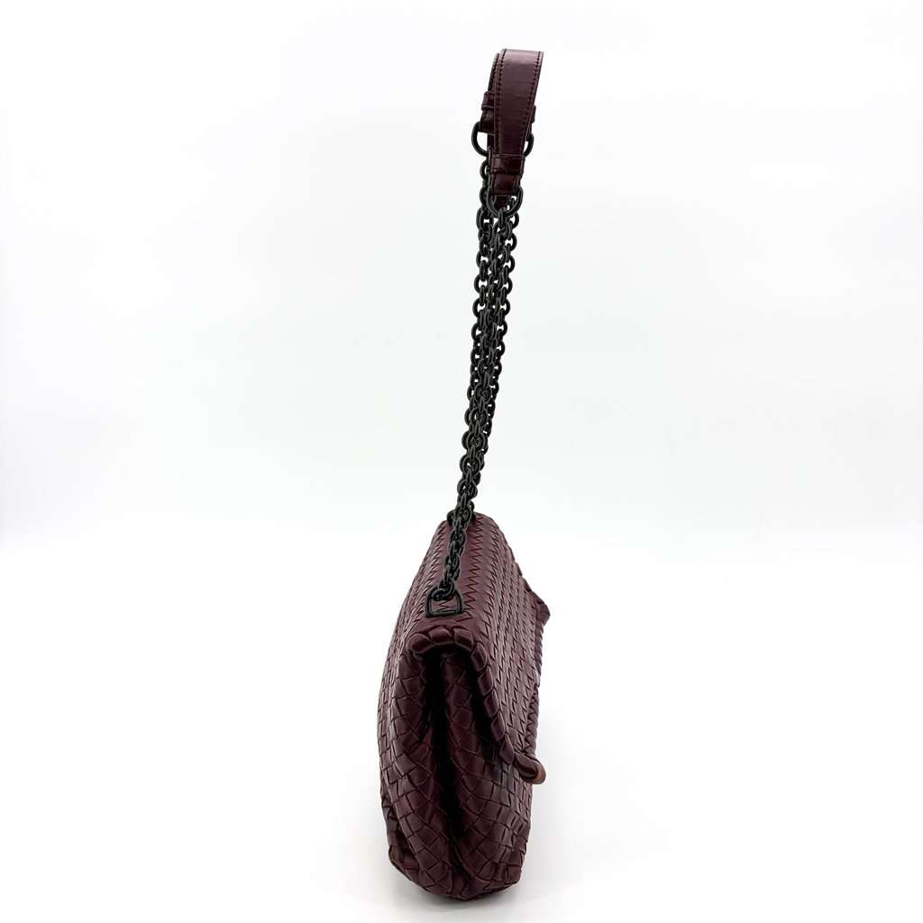 Bottega Veneta Intrecciato Medium Olympia Bag Burgundy Burgundy Leather Good - Box View