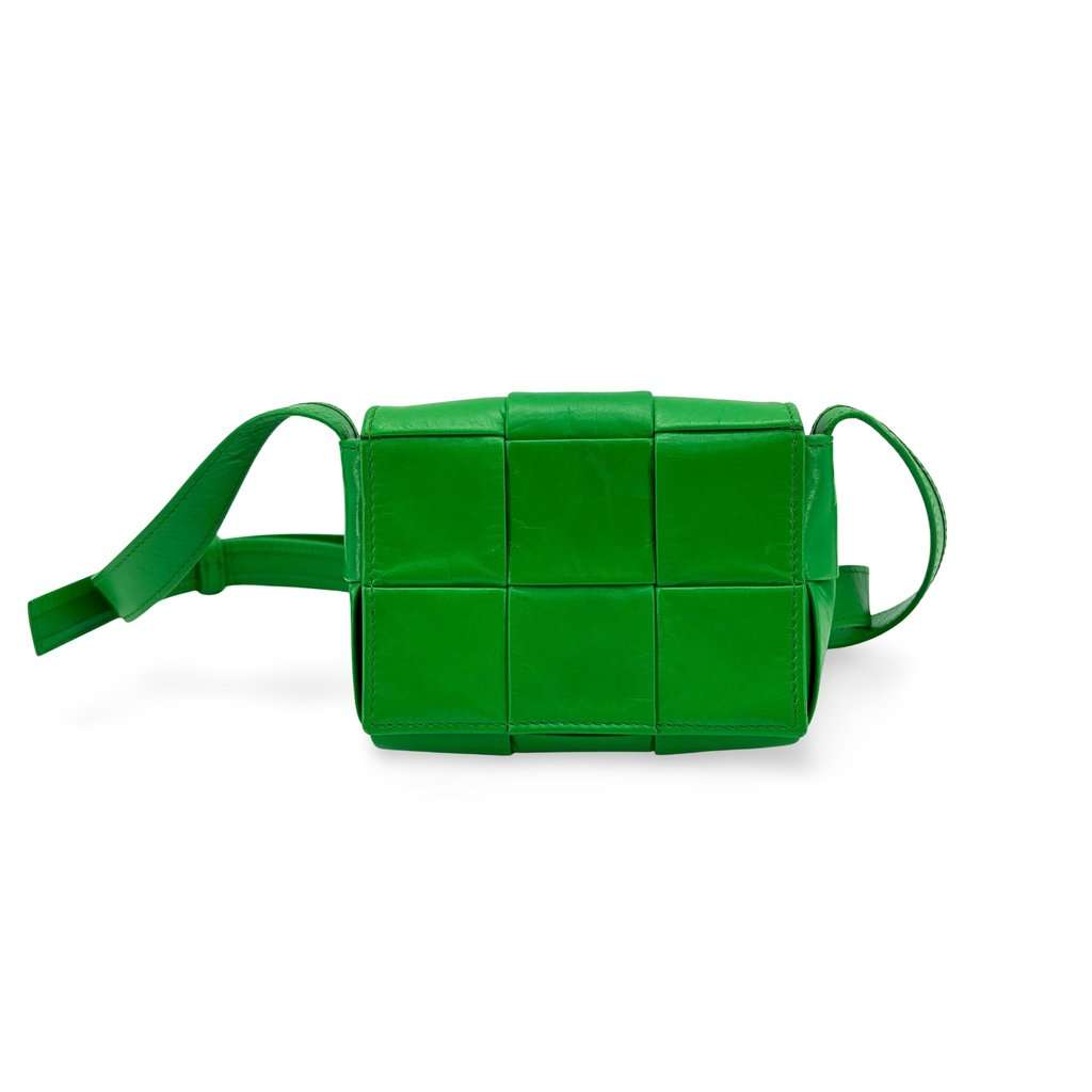 Bottega Veneta Mini Cassette Belt Bag Parakit Green Leather Very good - Front View