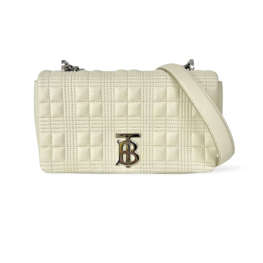 Burberry Small Quilted Lambskin Lola Bag Ivory Silver Hardware Ecru Leather Very good - Front View