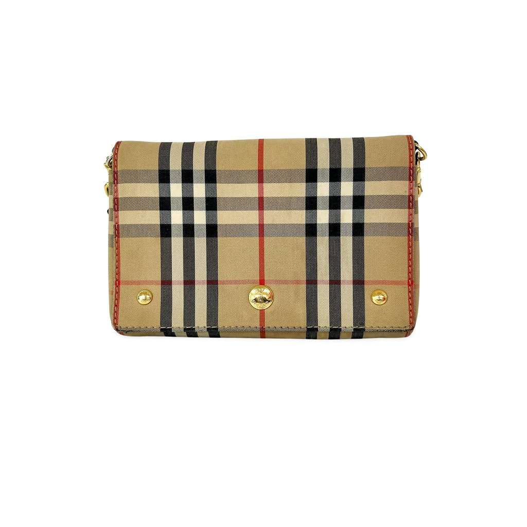 Burberry Vintage Check Note Crossbody Bag Archive Beige Black Good - Front View