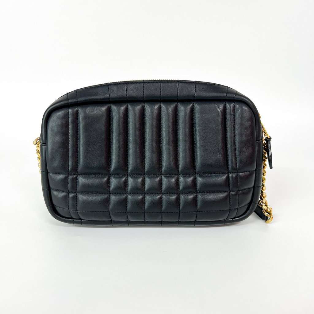 Burberry Small Quilted Lambskin Lola Camera Bag Black Black Leather Good - Inside View