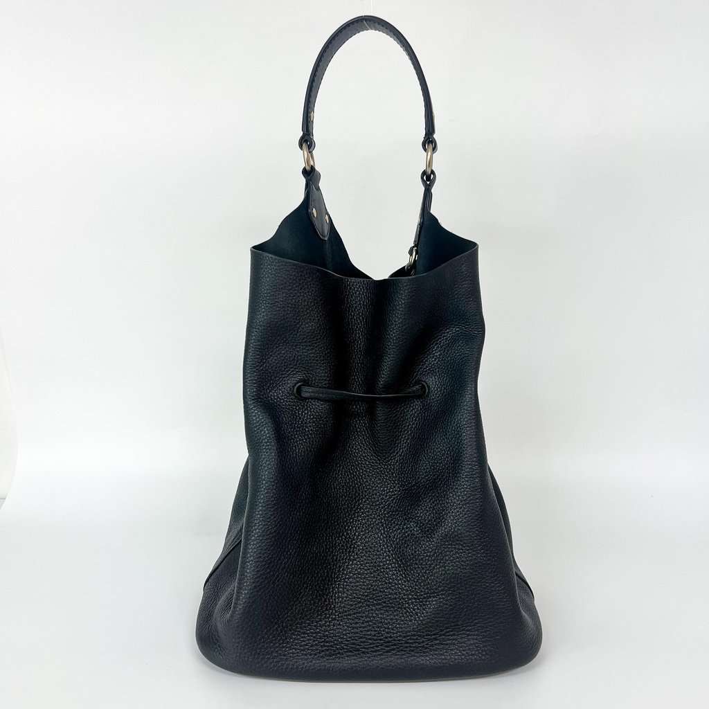 Burberry Leather Ashby Tassel Hobo Shoulder Bag Black Good - Back View
