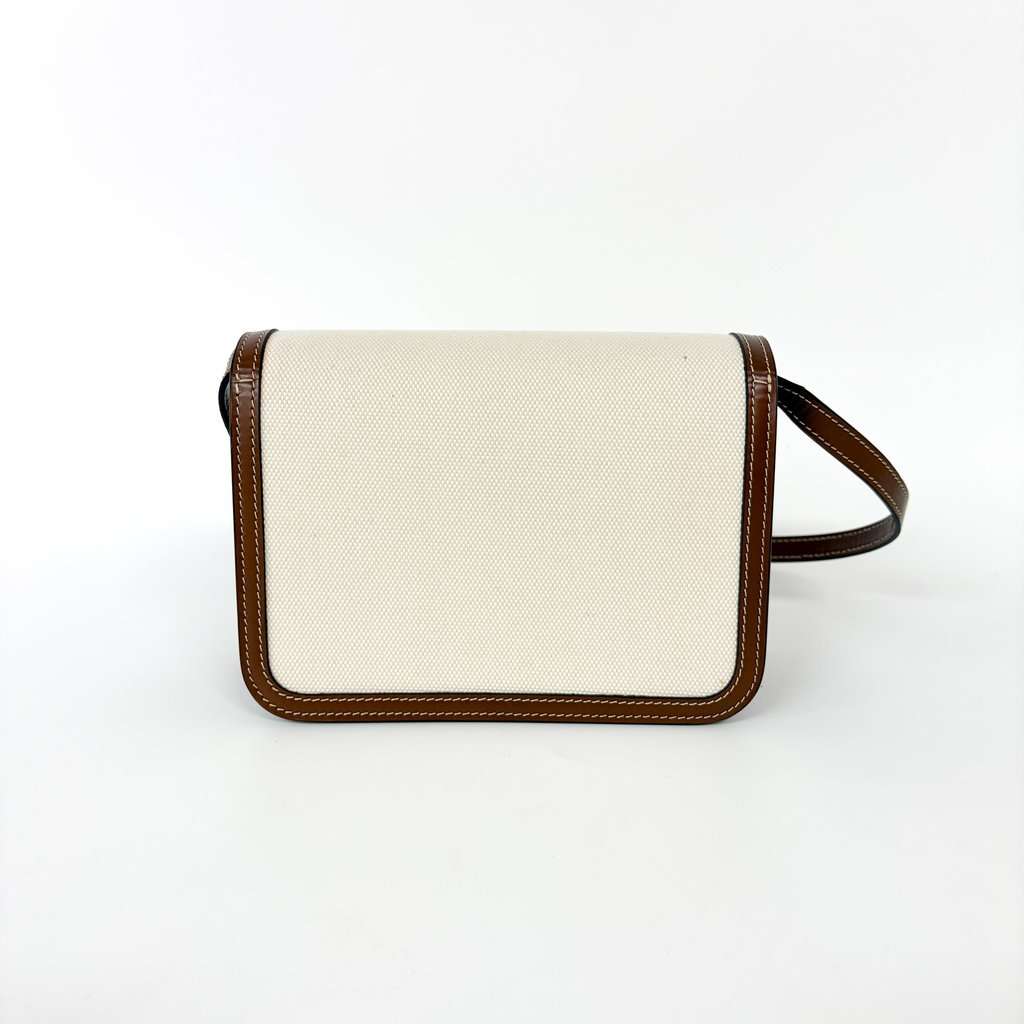 Burberry Small Two-tone Canvas Leather TB Bag Malt Brown Brown Canvas Good - Back View
