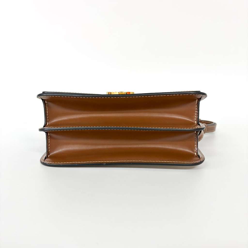 Burberry Small Two-tone Canvas Leather TB Bag Malt Brown Brown Canvas Good - Box View