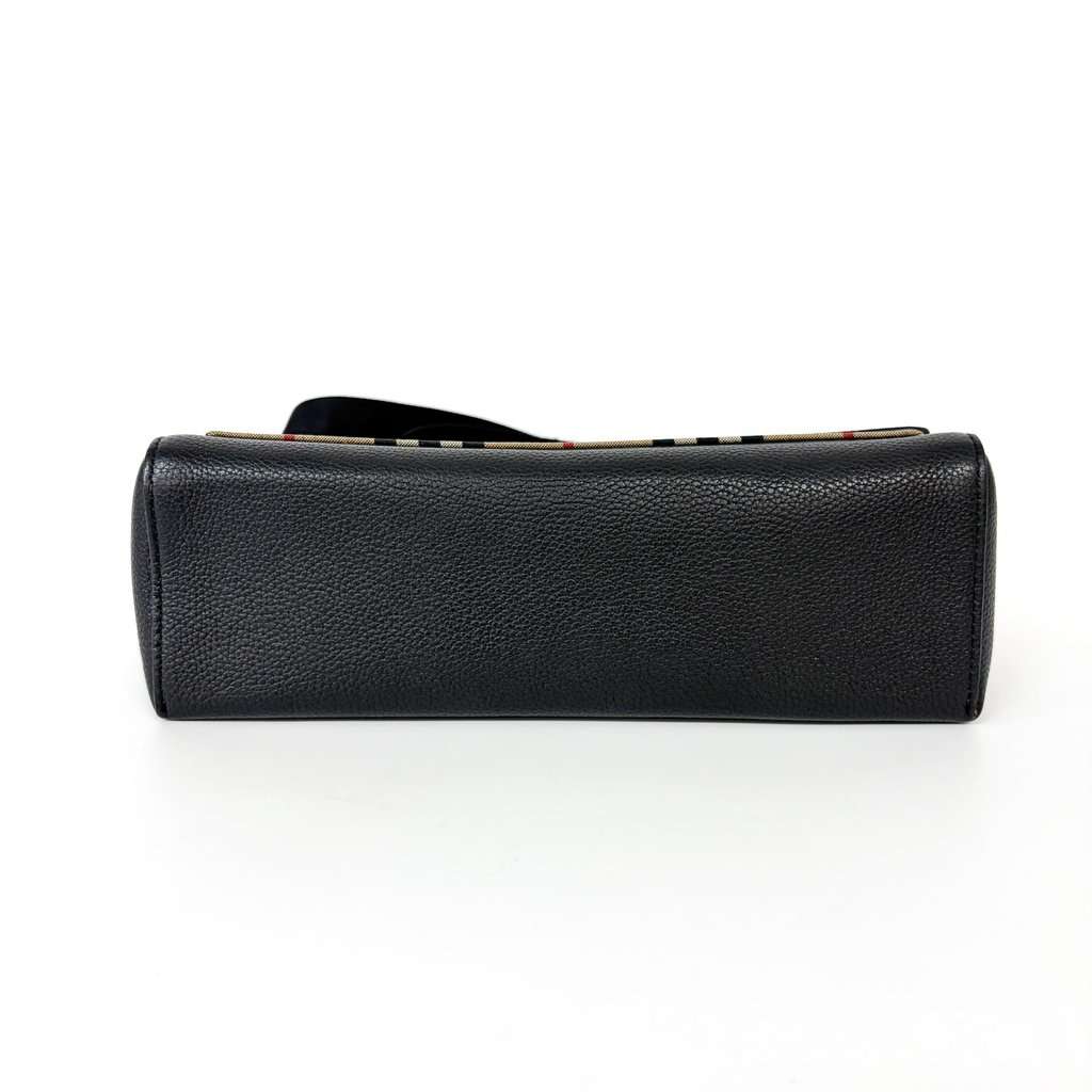 Burberry Grainy Leather and Vintage Check Notebook Bag Black Beige Leather Good - Box View
