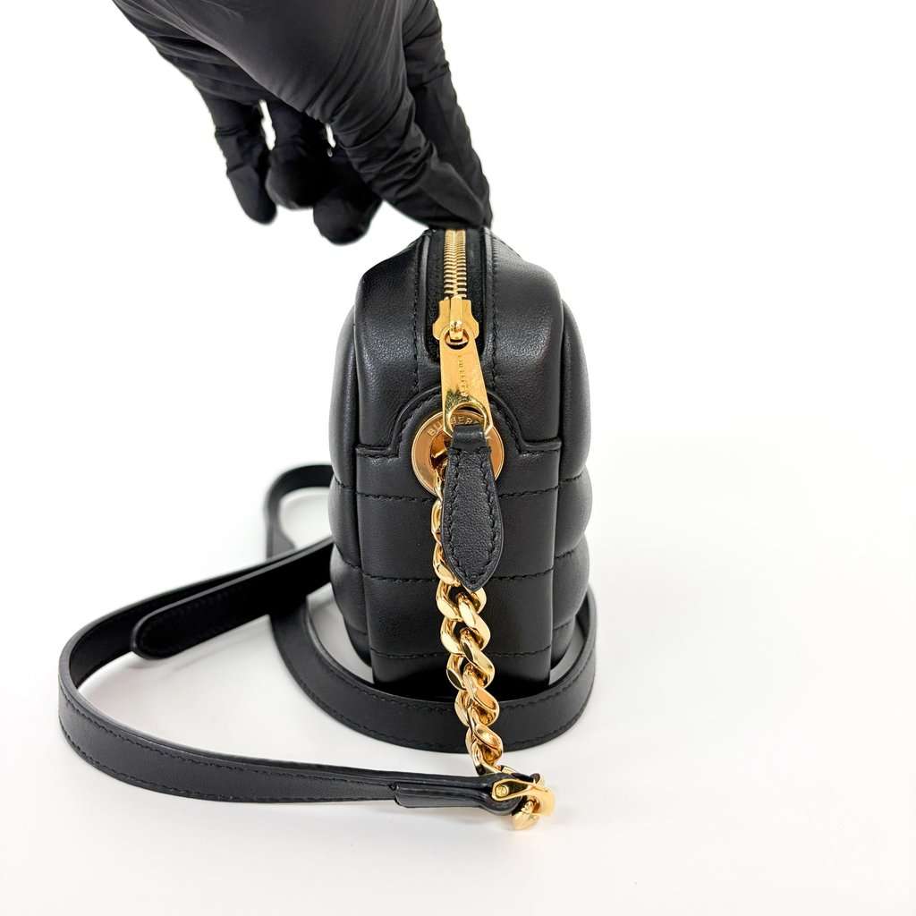 Burberry Small Quilted Lambskin Lola Camera Bag Black MultiColor Leather Good - Model View