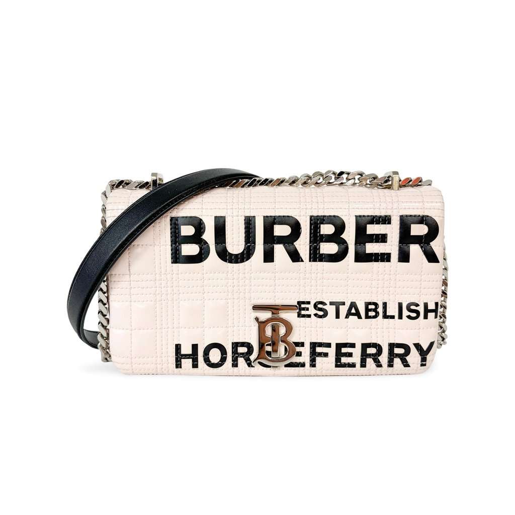 Burberry Small Quilted Lambskin Horseferry Print Lola Bag Pale Pink MultiColor Leather Good - Front View
