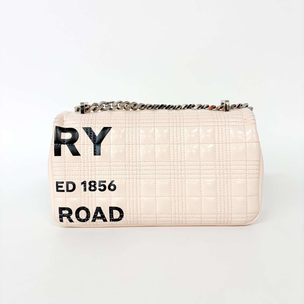 Burberry Small Quilted Lambskin Horseferry Print Lola Bag Pale Pink MultiColor Leather Good - Back View