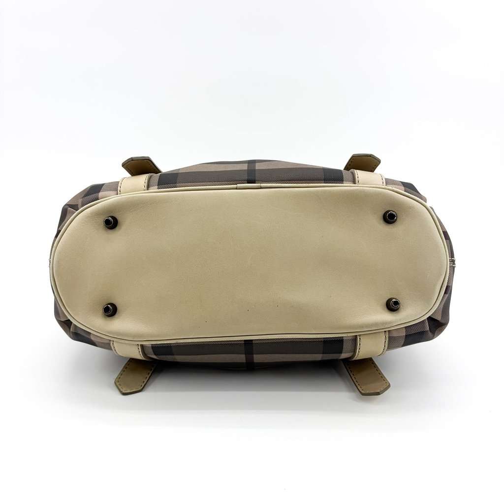 Burberry Nova Check Small Manner Tote Bag Beige Beige Canvas Good - Box View