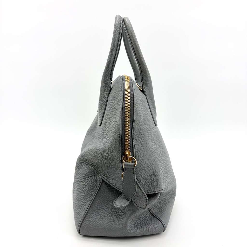 Burberry Grain Leather Greenwood Bowling Bag Grey MultiColor Leather Good - Box View