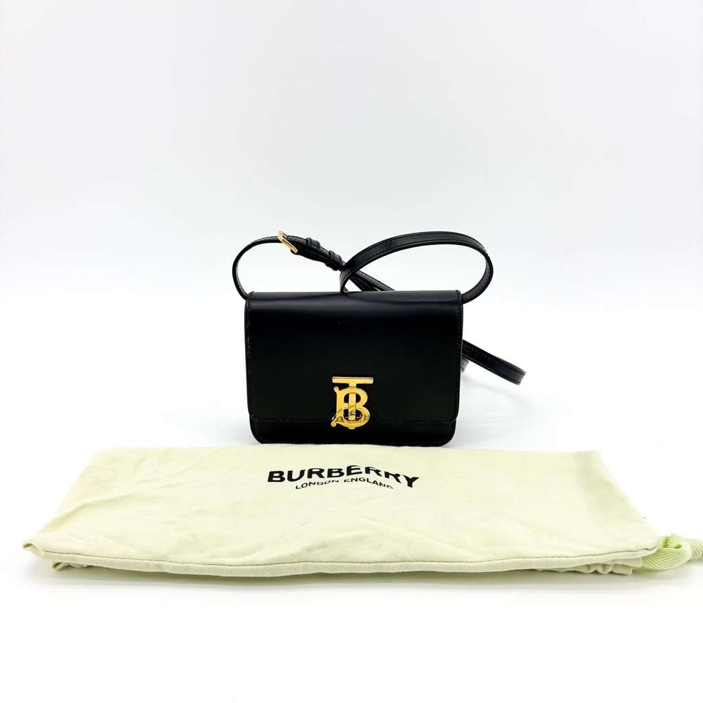 Burberry Small Leather TB Bag Black Gold Hardware Black Leather Very good - Back View