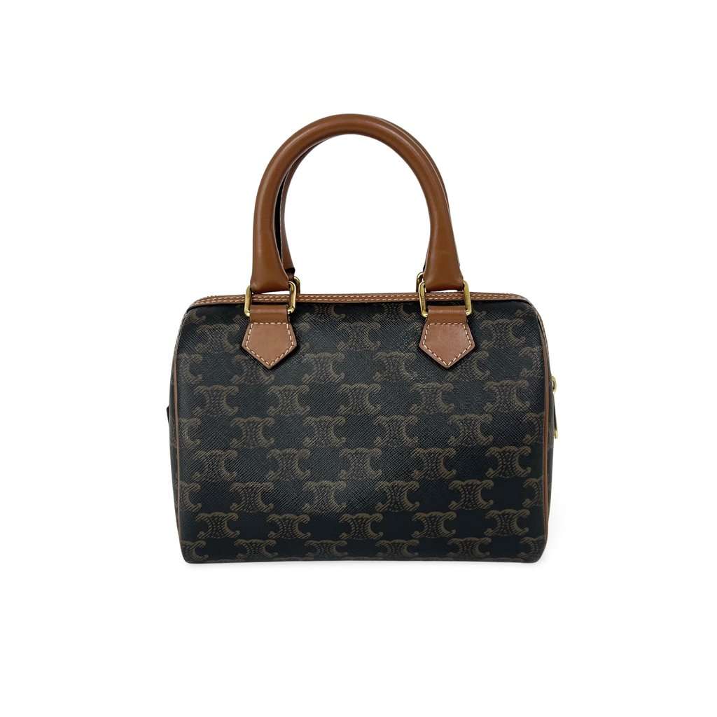 Celine Triomphe Canvas Mini Boston Bag Brown Canvas Very good - Front View