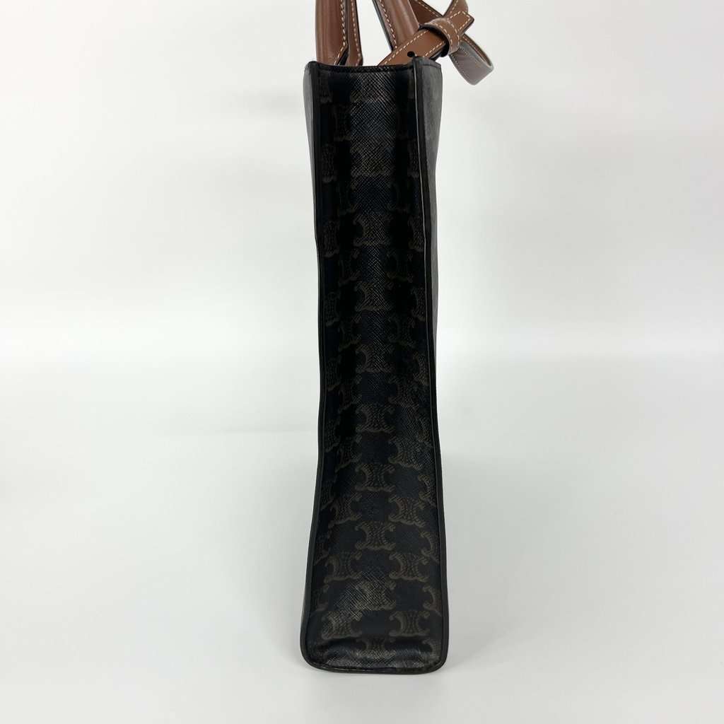 Celine Triomphe Canvas Small Vertical Cabas Bag Tan Brown Canvas Very good - Model View
