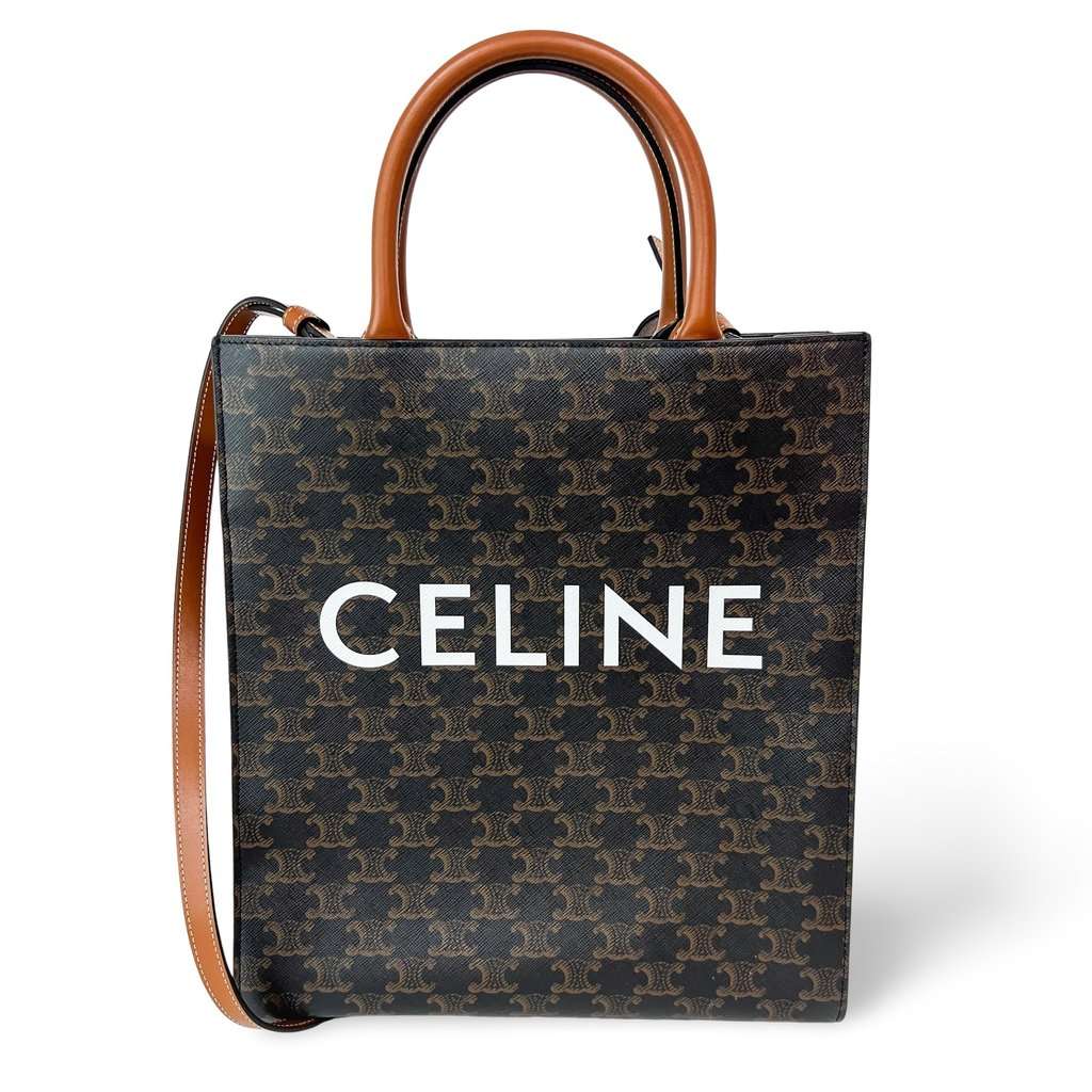 Celine Small Vertical Cabas Triomphe Canvas Tan Brown Canvas Very good - Front View