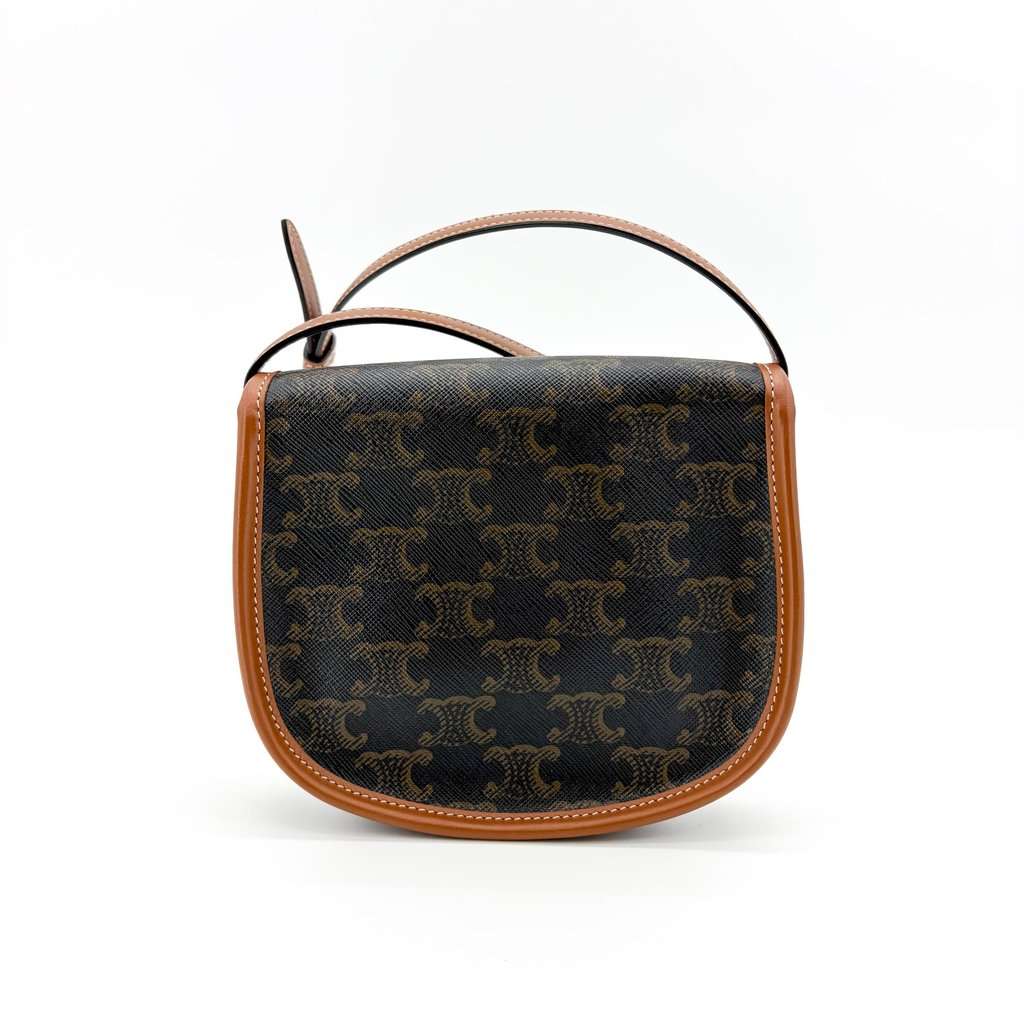 Celine Tin Besace Triomphe Canvas Tan MultiColor Canvas Very good - Back View