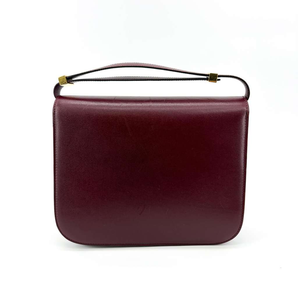 Celine Medium Classic Box Bag Burgundy Burgundy Leather Fair - Inside View